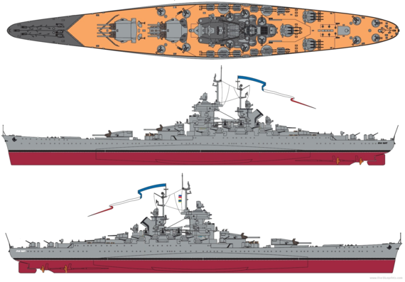 NMF Jean Bart [Battleship] (1940) - drawings, dimensions, pictures